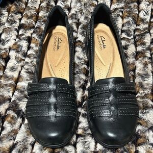 Clarks Black Leather Flats